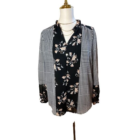 Calvin Klein Blouse Black & White-Medium‎ - Picture 1 of 9